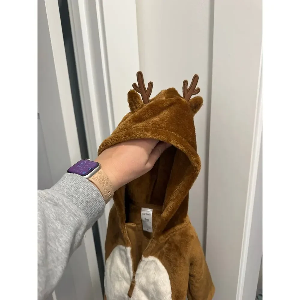 Carter Reindeer Sherpa Suit 3 months NWOT